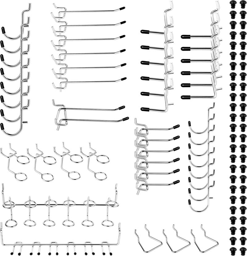 Hogurity Pegboard Hook 100 Pcs, Heavy Duty Peg Board Hooks fit 1/8"＆1/4" Pegboards, Pegboard Accessories with Peg Locks for Organizing Various Tools,Peg Board Tool Utility Hooks - Image 1
